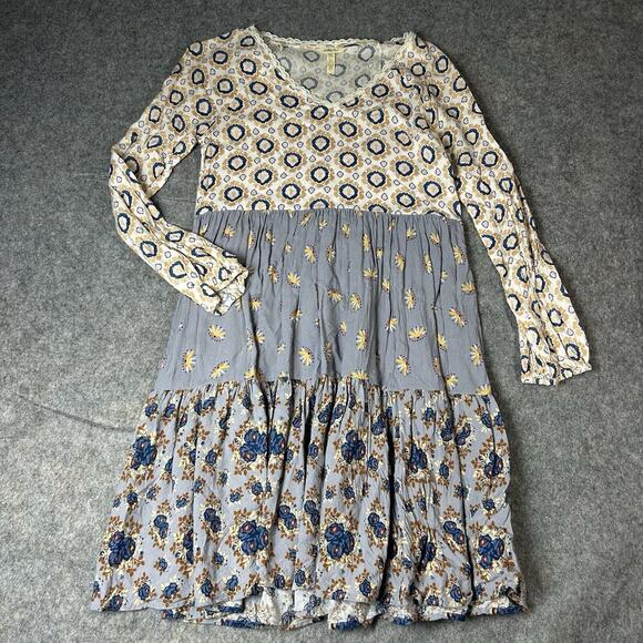 Matilda Jane Visionary Dress Women’s Medium Geo Floral Tiered Babydoll Boho - Picture 1 of 6